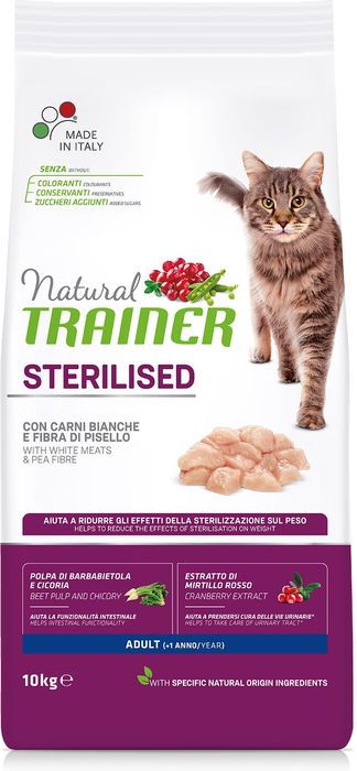 Trainer Natural корм для взрослых кастрированных кошек со свежим белым мясом (10 кг)
Trainer Natural корм для взрослых кастрированных кошек со свежим белым мясом (10 кг)