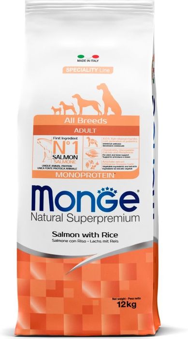 Monge Speciality Line сухой корм для собак всех пород и возрастов, лосось с рисом (12 кг)
Monge Speciality Line сухой корм для собак всех пород и возрастов, лосось с рисом (12 кг)
