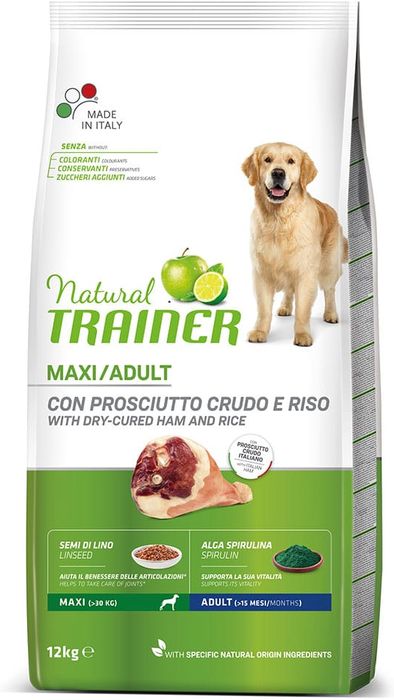 Trainer Natural корм для взрослых собак крупных пород с сыровяленой ветчиной и рисом (12 кг)
Trainer Natural корм для взрослых собак крупных пород с сыровяленой ветчиной и рисом (12 кг)