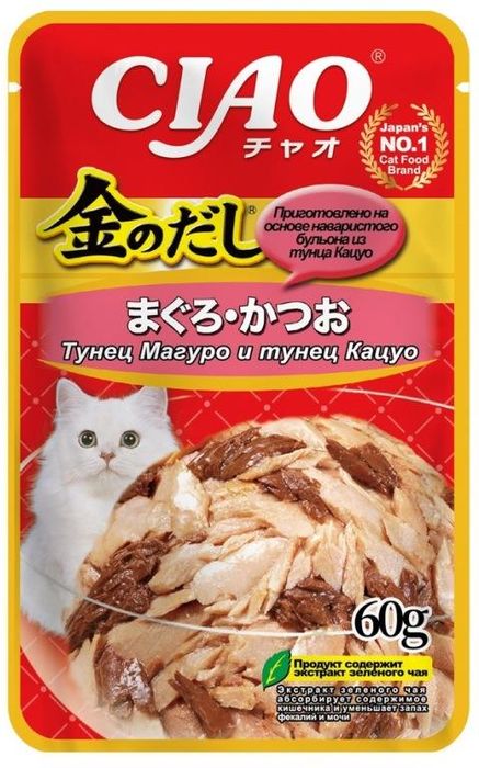 INABA CIAO Inaba Kinnodashi влажный корм для кошек, тунец магуро и тунец кацуо (60 г)
INABA CIAO Inaba Kinnodashi влажный корм для кошек, тунец магуро и тунец кацуо (60 г)