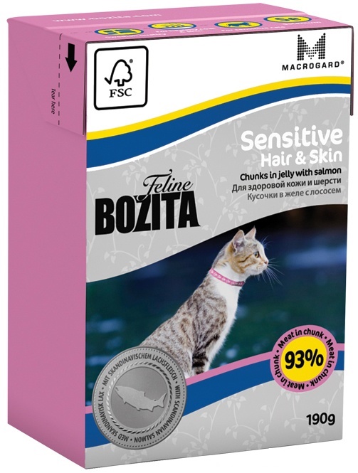 Bozita Sensitive Hair &Skin влажный корм для кошек с чувствительной кожей и шерстью кусочки в желе с лососем (190 г)
Bozita Sensitive Hair &Skin влажный корм для кошек с чувствительной кожей и шерстью кусочки в желе с лососем (190 г)