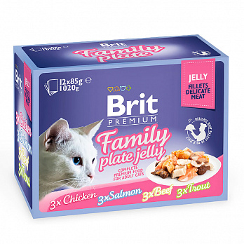 Brit Premium Family Plate Jelly влажный корм для кошек кусочки в желе, набор (12x85 г)
Brit Premium Family Plate Jelly влажный корм для кошек кусочки в желе, набор (12x85 г)