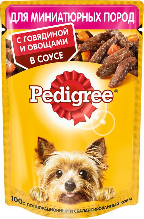 Pedigree влажный корм для взрослых собак миниатюрных пород, говядина и овощи в соусе (85 г)
Pedigree влажный корм для взрослых собак миниатюрных пород, говядина и овощи в соусе (85 г)