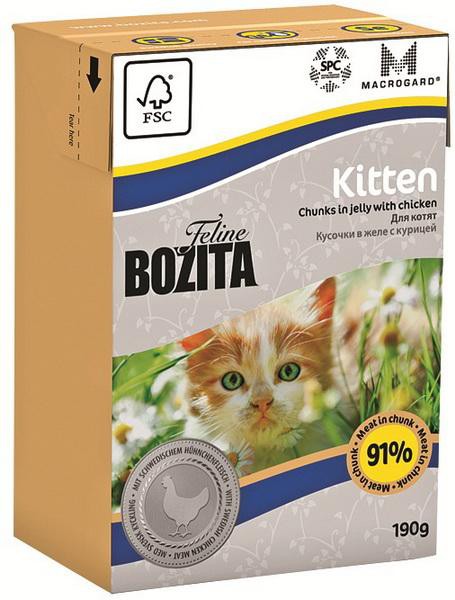 Bozita Kitten влажный корм для котят и беременных кошек кусочки в желе с курицей (190 г)
Bozita Kitten влажный корм для котят и беременных кошек кусочки в желе с курицей (190 г)