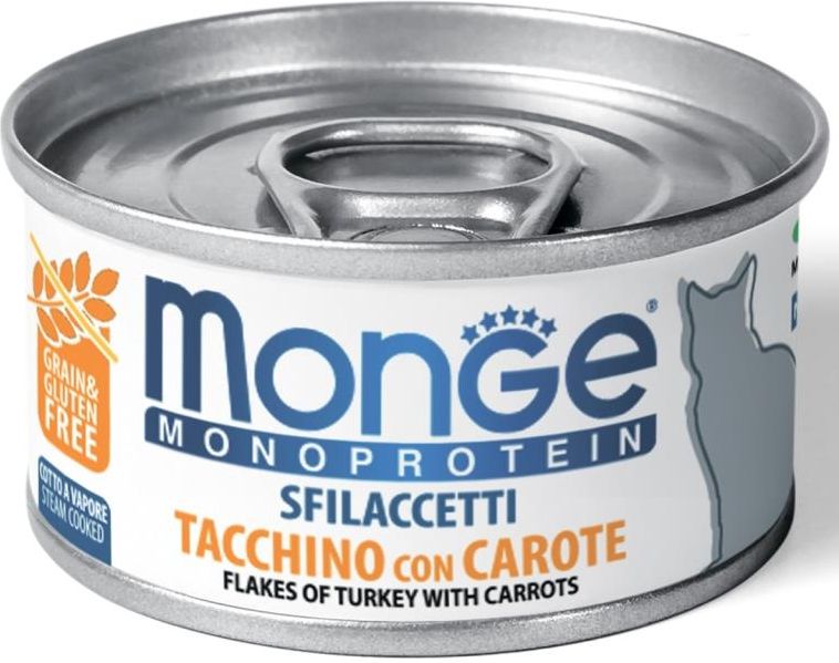 Monge Cat Monoprotein влажный корм для кошек мясные хлопья из индейки с морковью (80 г)
Monge Cat Monoprotein влажный корм для кошек мясные хлопья из индейки с морковью (80 г)