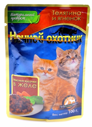 Ночной охотник влажный корм для котят кусочки с телятиной и ягненком в желе (100 г)
Ночной охотник влажный корм для котят кусочки с телятиной и ягненком в желе (100 г)