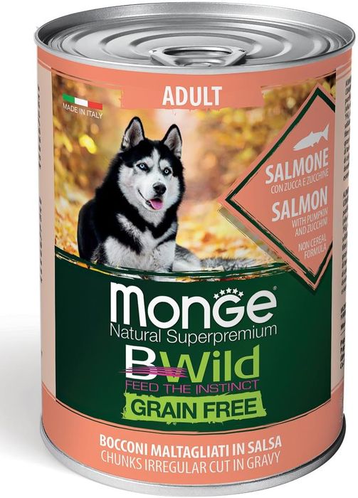 Monge BWild GF Adult Salmone консервы для собак, беззерновые из лосося с тыквой и кабачками (400 г)
Monge BWild GF Adult Salmone консервы для собак, беззерновые из лосося с тыквой и кабачками (400 г)