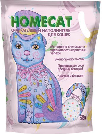 HOMECAT силикагелевый наполнитель для кошачьих туалетов, волшебные кристаллы (3,8 л)
HOMECAT силикагелевый наполнитель для кошачьих туалетов, волшебные кристаллы (3,8 л)