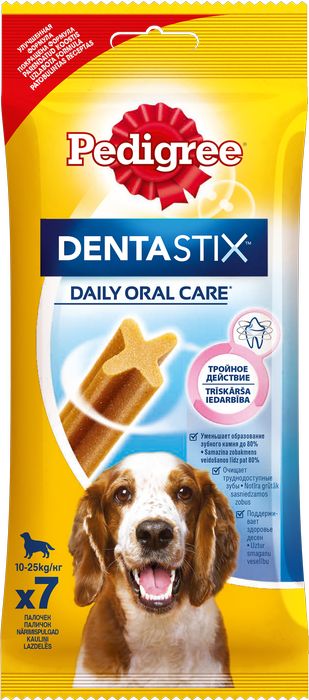 Pedigree Denta Stix лакомство для собак средних пород для снятия зубного камня (77 г)
Pedigree Denta Stix лакомство для собак средних пород для снятия зубного камня (77 г)