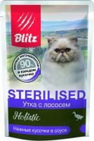 Blitz Holistic влажный корм для стерилизованных кошек, утка с лососем, кусочки в соусе