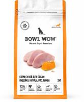 Bowl Wow корм для собак крупных пород, с индейкой, курицей, рисом и добавлением тыквы
