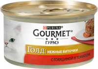 Gourmet Gold влажный корм для взрослых кошек всех пород, говядина с томатами
