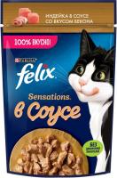 Влажный корм Felix® Sensations для взрослых кошек, с индейкой в соусе со вкусом бекона