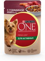 Влажный корм Purina ONE® Мини для активных взрослых собак мелких и карликовых пород, с говядиной, картофелем и морковью в подливе 
