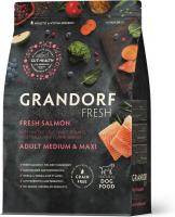 Grandorf Fresh корм для собак средних и крупных пород, беззерновой, с живыми пробиотиками, свежее филе лосося с бататом