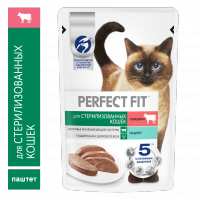 Perfect Fit влажный корм для стерилизованных кошек, паштет с говядиной