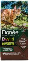 Monge Cat BWild Grain Free корм для взрослых кошек крупных пород, беззерновой, мясо буйвола