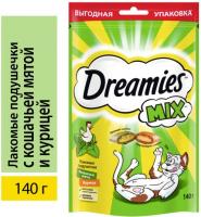 Dreamies лакомство для кошек, подушечки с курицей и кошачьей мятой