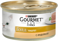 Gourmet Gold влажный корм для взрослых кошек всех пород, паштет из индейки