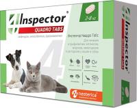 Inspector Quadro таблетки для кошек и собак весом 2-8 кг, от внешних и внутренних паразитов