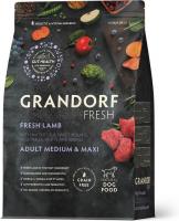 Grandorf Fresh корм для собак средних и крупных пород, беззерновой, с живыми пробиотиками, свежее мясо ягненка с бататом