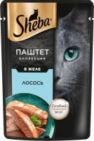 Sheba влажный корм для кошек, нежный паштет в желе, с лососем