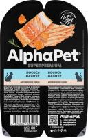 AlphaPet Superpremium влажный корм для кошек, паштет с лососем