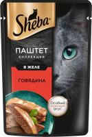 Sheba влажный корм для кошек, нежный паштет в желе, с говядиной