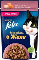 Влажный корм Felix® Sensations для взрослых кошек, с лососем в желе с добавлением трески