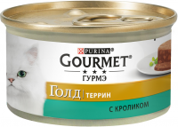 Gourmet Gold влажный корм для взрослых кошек всех пород, кусочки в паштете с кроликом по-французски