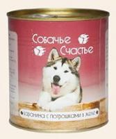 Собачье счастье влажный корм для собак с бараниной и потрохами в желе
