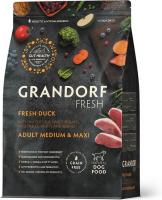 Grandorf Fresh корм для собак средних и крупных пород, беззерновой, с живыми пробиотиками, свежее мясо утки с бататом