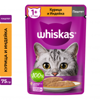 Whiskas влажный корм для кошек, паштет с курицей и индейкой