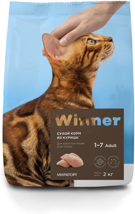 Winner сухой корм для взрослых кошек всех пород, курица