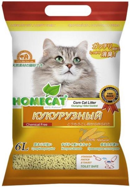 HOMECAT Эколайн кукурузный комкующийся наполнитель