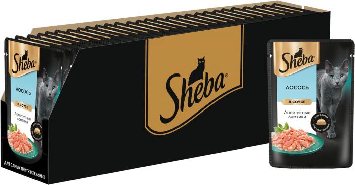 Sheba влажный корм для кошек, ломтики с лососем в соусе