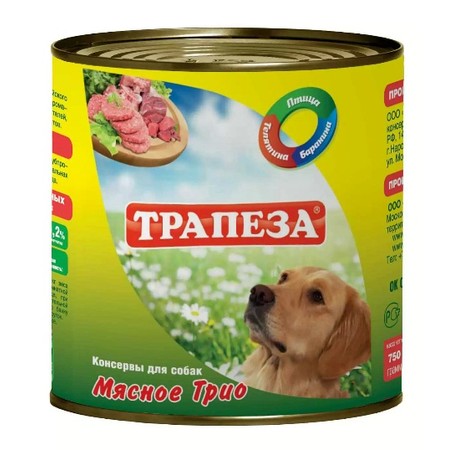 Трапеза влажный корм для собак мясное трио