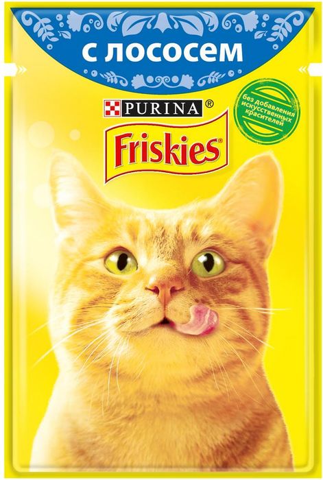 Friskies влажный корм для взрослых кошек всех пород, лосось в подливе