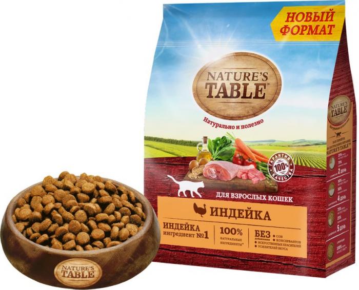 Nature`s Table сухой корм для взрослых кошек с индейкой