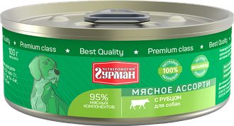 Четвероногий Гурман влажный корм для собак, мясное ассорти с рубцом