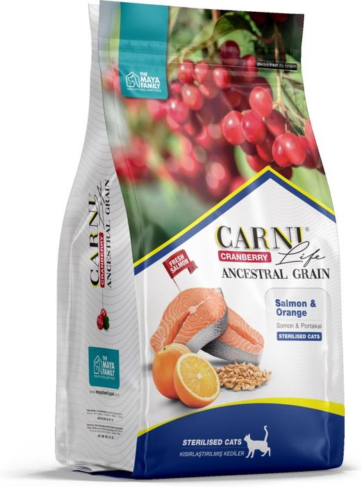 Carni Life корм для стерилизованных кошек, лосось с апельсином и клюквой