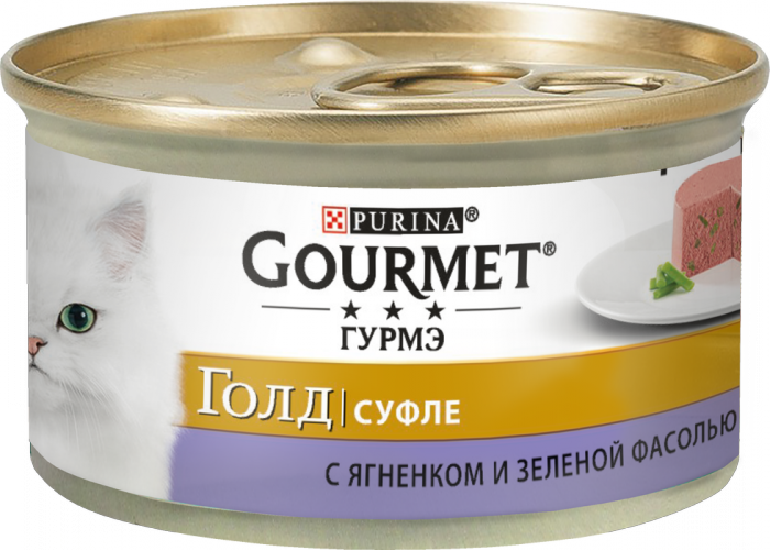 Gourmet Gold влажный корм для взрослых кошек всех пород, ягненок и фасоль