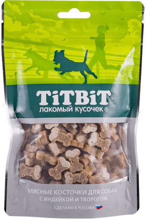 Titbit лакомство для собак, косточки мясные с индейкой и творогом