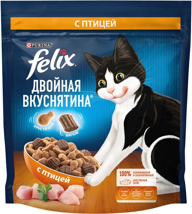 Сухой корм Felix® Двойная Вкуснятина® для взрослых кошек, с птицей