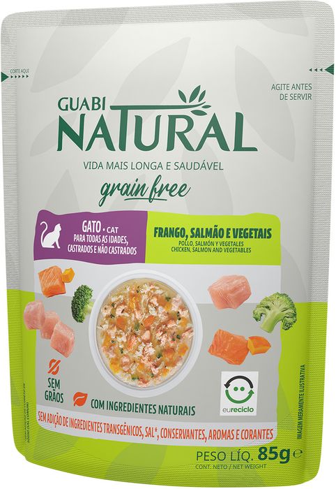 Guabi Natural влажный корм для кошек, беззерновой, курица, лосось и овощи