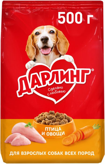 Сухой корм ДАРЛИНГ для взрослых собак, с птицей и добавлением овощей
