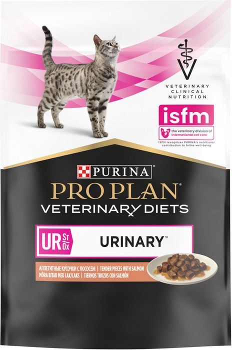 Влажный корм для кошек диетический Pro Plan® Veterinary Diets UR ST/OX Urinary при болезнях нижних отделов мочевыводящих путей, с лососем, Пауч