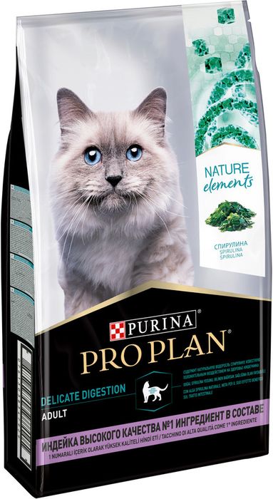 Сухой корм Pro Plan® Nature Elements для взрослых кошек с чувствительным пищеварением или особыми предпочтениями в еде, с высоким содержанием индейки