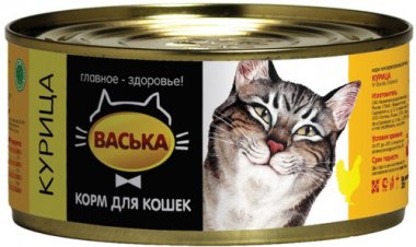 Васька влажный корм для кошек с курицей и водорослями