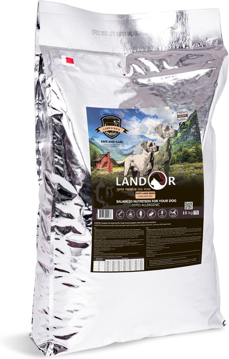 Landor корм для щенков крупных пород, ягненок с рисом обогащенный